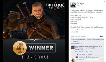 Xin chúc mừng The Witcher 3: Wild Hunt đã giật giải... 