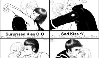 Các kiểu hôn trong Resident Evil: 1 - Hôn nồng nàn; 2 - Hôn bẽn lẽn; 3 - Hôn ngỡ ngàng; 4 - Hôn chia... 